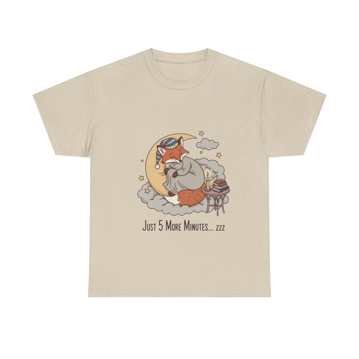 Sleeping Fox on Moon T-Shirt | 'Just 5 More Minutes' Sleepy Animal Tee