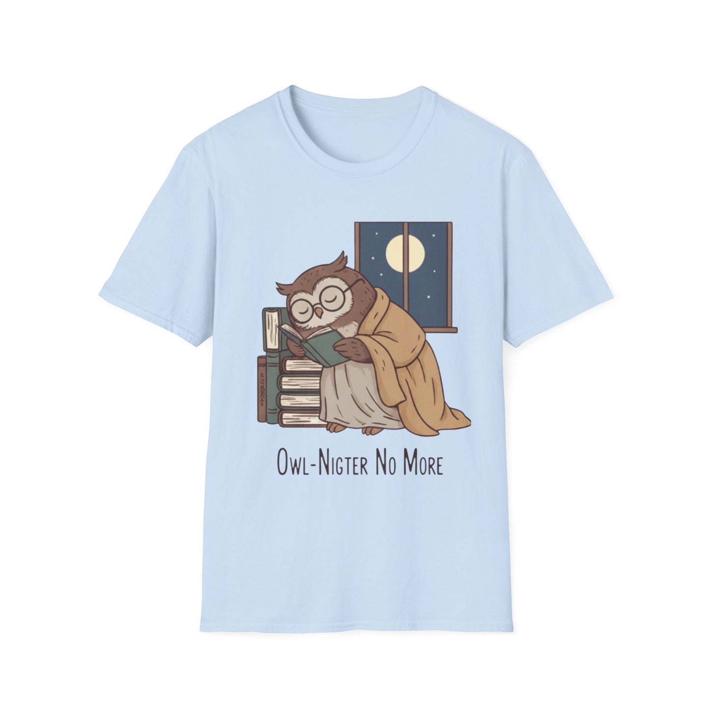 Sleepy Owl Reading Shirt | 'Owl-Nighter No More' Book Lover Tee