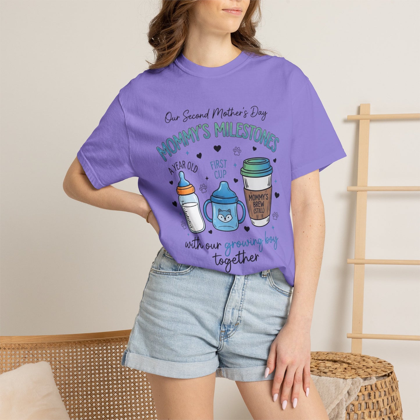 Our Second Mother's Day Shirt, Mommy's Milestones T-Shirt, 2nd Mother's Day Gift, Gift for New Mom, Growing Boy Together Tee, Mom Coffee Shirt