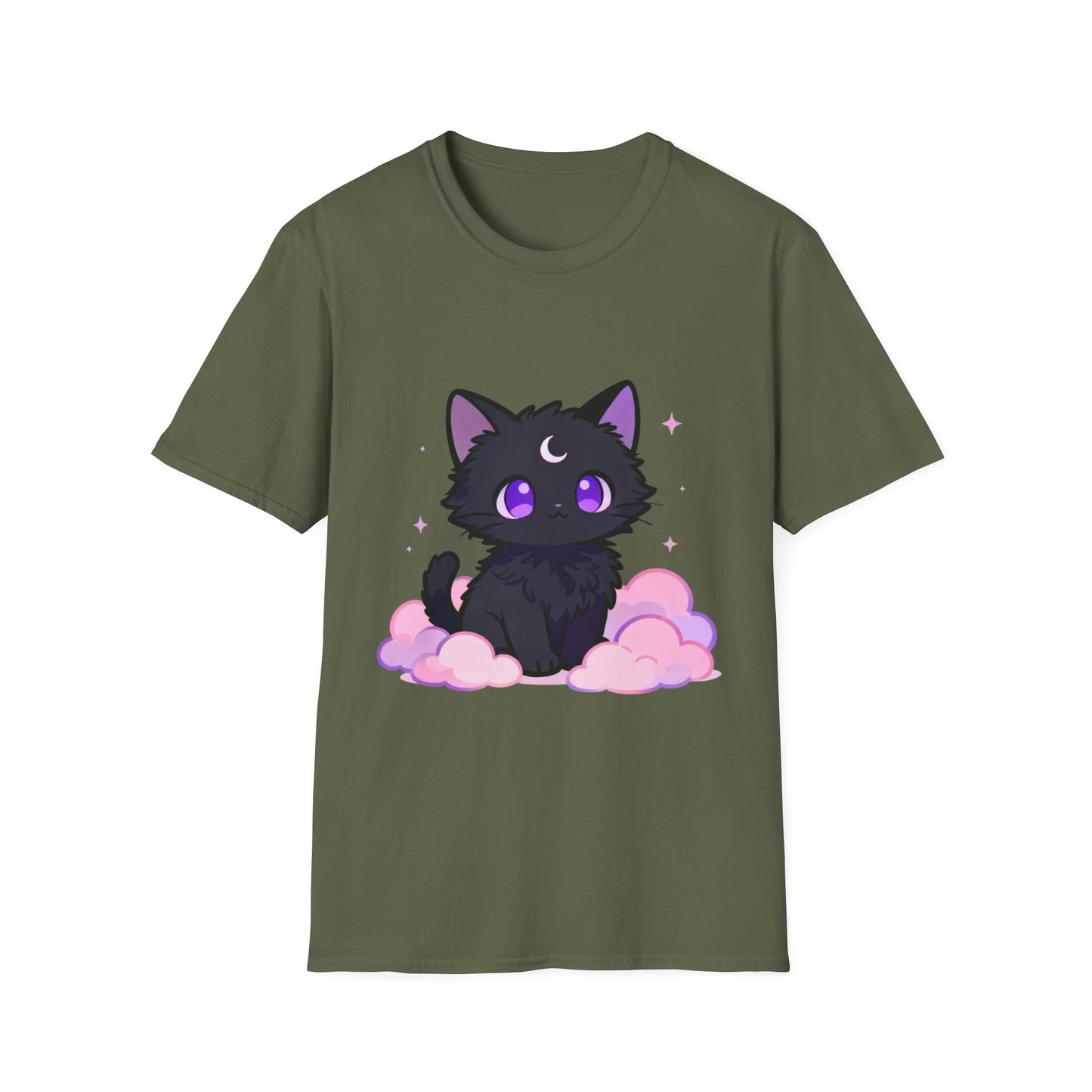 Pastel Cat Moon T-Shirt: Black Cat Graphic Tee