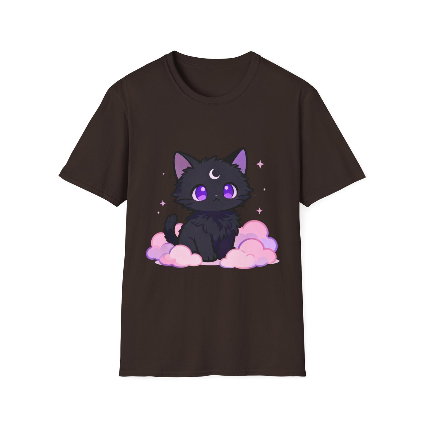 Pastel Cat Moon T-Shirt: Black Cat Graphic Tee