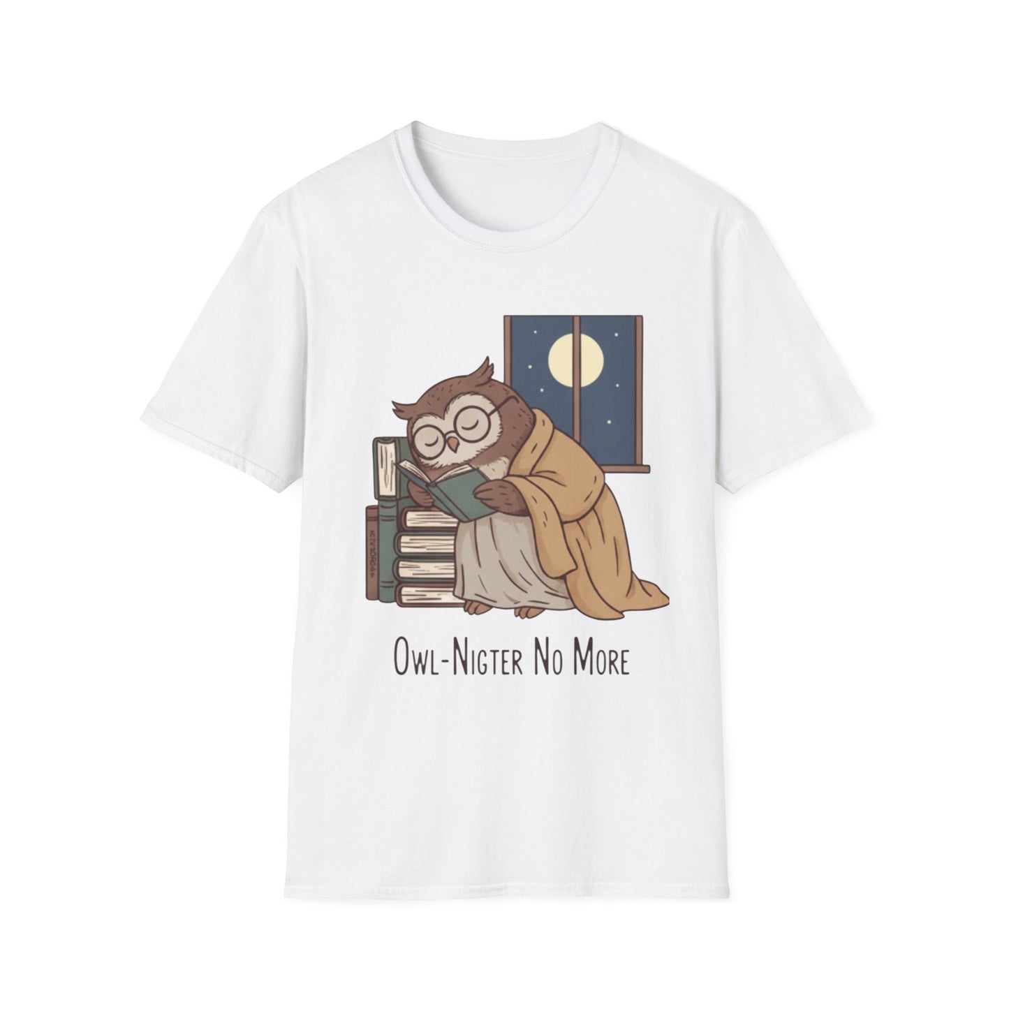 Sleepy Owl Reading Shirt | 'Owl-Nighter No More' Book Lover Tee