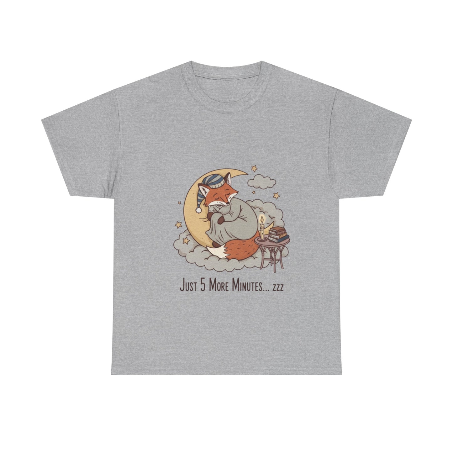 Sleeping Fox on Moon T-Shirt | 'Just 5 More Minutes' Sleepy Animal Tee