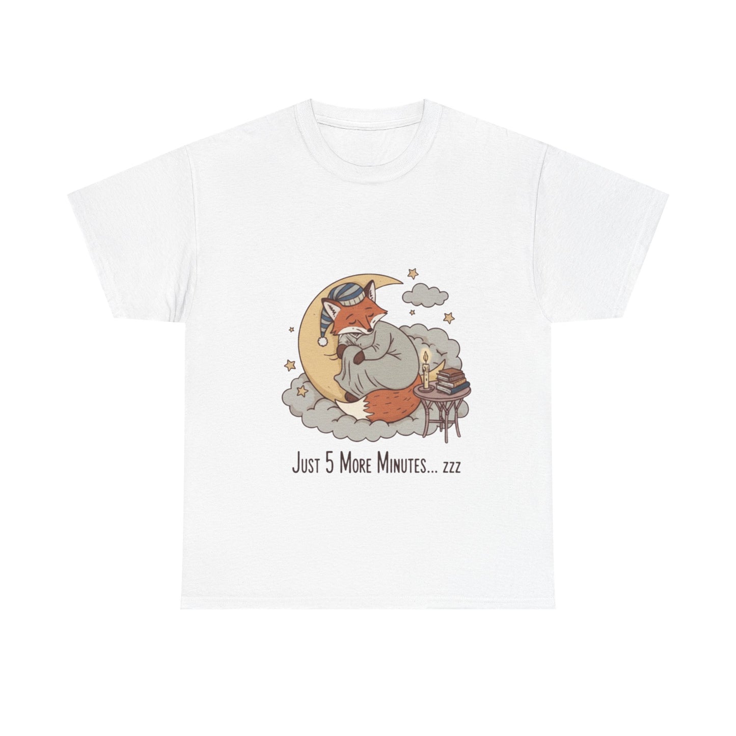 Sleeping Fox on Moon T-Shirt | 'Just 5 More Minutes' Sleepy Animal Tee