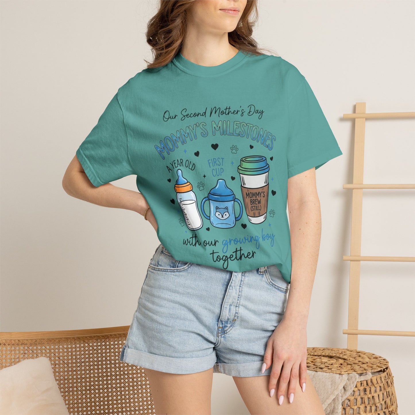 Our Second Mother's Day Shirt, Mommy's Milestones T-Shirt, 2nd Mother's Day Gift, Gift for New Mom, Growing Boy Together Tee, Mom Coffee Shirt