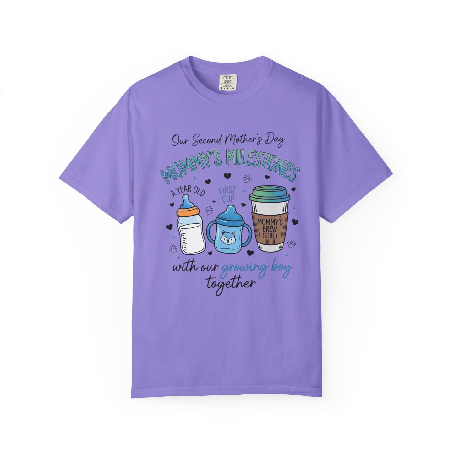 Our Second Mother's Day Shirt, Mommy's Milestones T-Shirt, 2nd Mother's Day Gift, Gift for New Mom, Growing Boy Together Tee, Mom Coffee Shirt