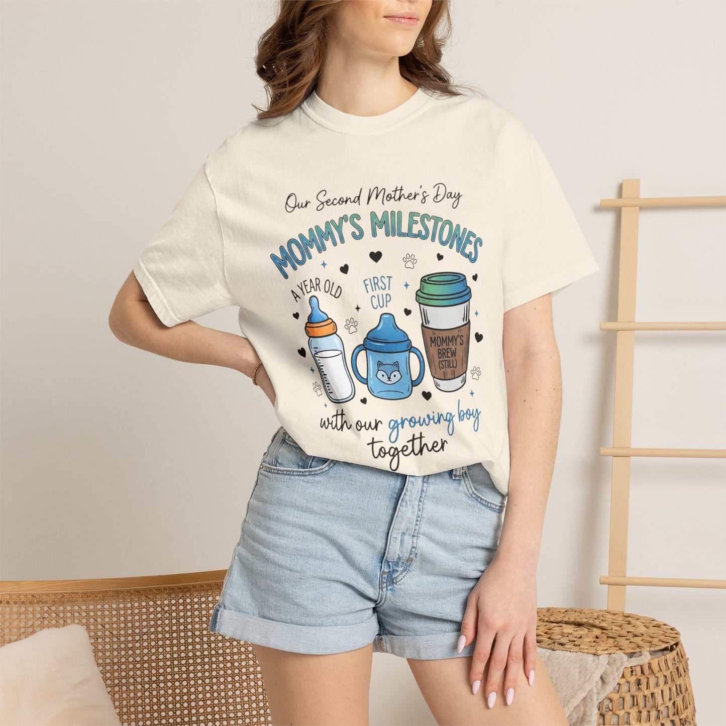 Our Second Mother's Day Shirt, Mommy's Milestones T-Shirt, 2nd Mother's Day Gift, Gift for New Mom, Growing Boy Together Tee, Mom Coffee Shirt