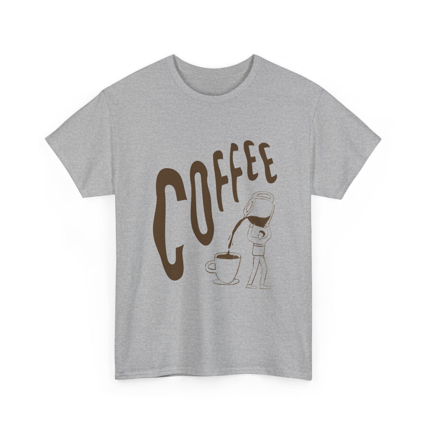 Coffee Pouring Illustration T-Shirt | Coffee Cup Graphic Tee