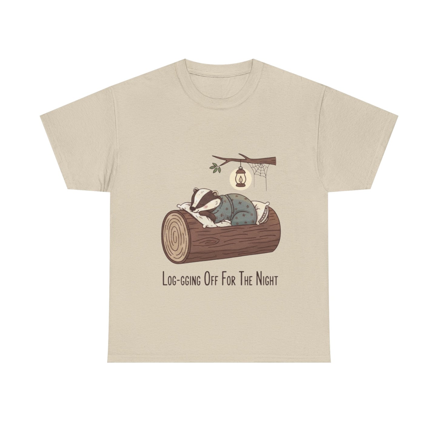 Log-sleeping Badger Illustration Tee | "Log-sging Off For The Night"