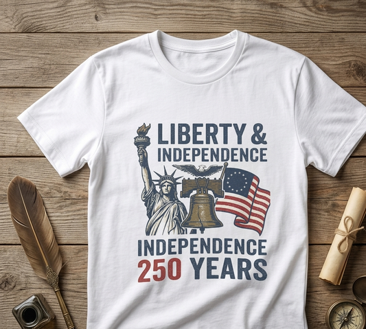 Semiquincentennial Shirt, USA Independence 250 Years T-Shirt, Patriotic America 1776 Tee, 4th of July Liberty Bell Statue of Liberty Gift