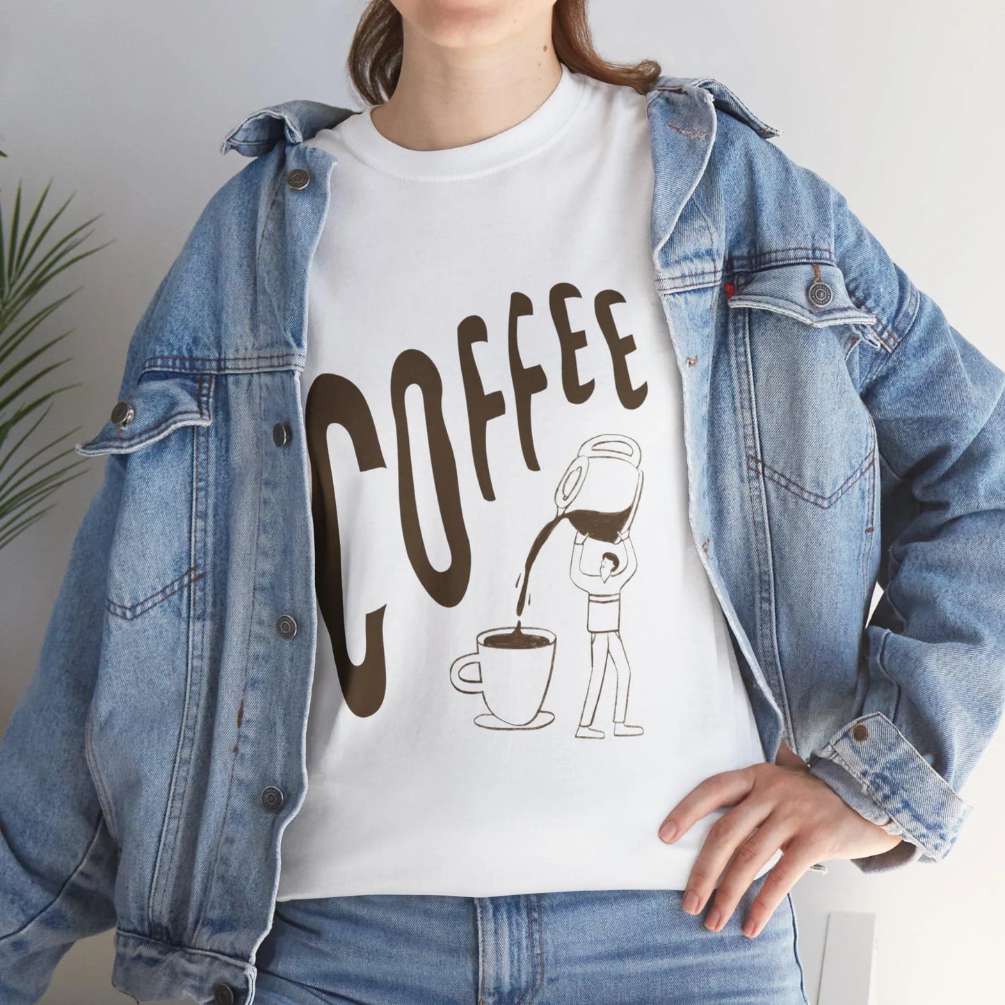Coffee Pouring Illustration T-Shirt | Coffee Cup Graphic Tee