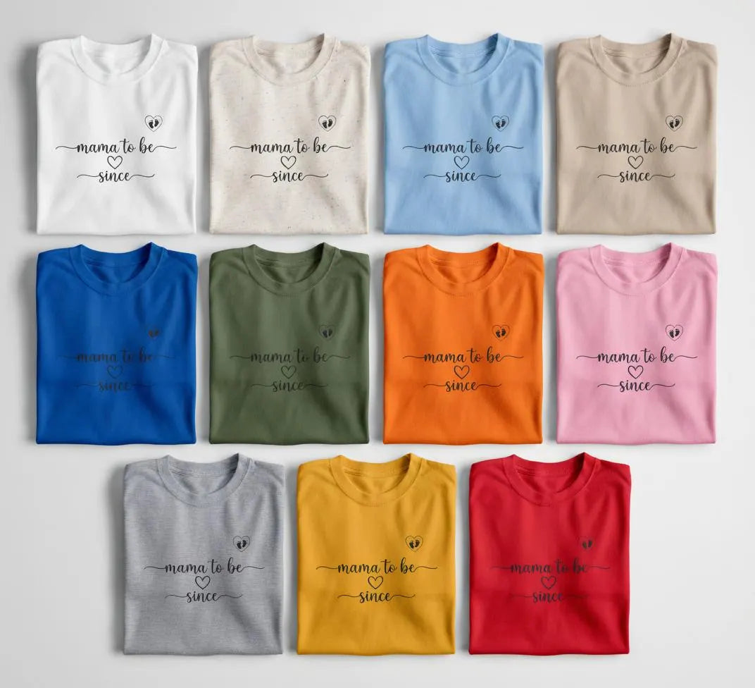 Personalized Mom Mama to Be T-Shirt | Minimal Heart Pregnancy Announcement Tee