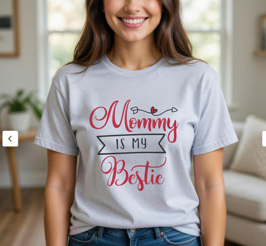 Pink Script Mommy Bestie Tee | Perfect Mother's Day Gift for Moms