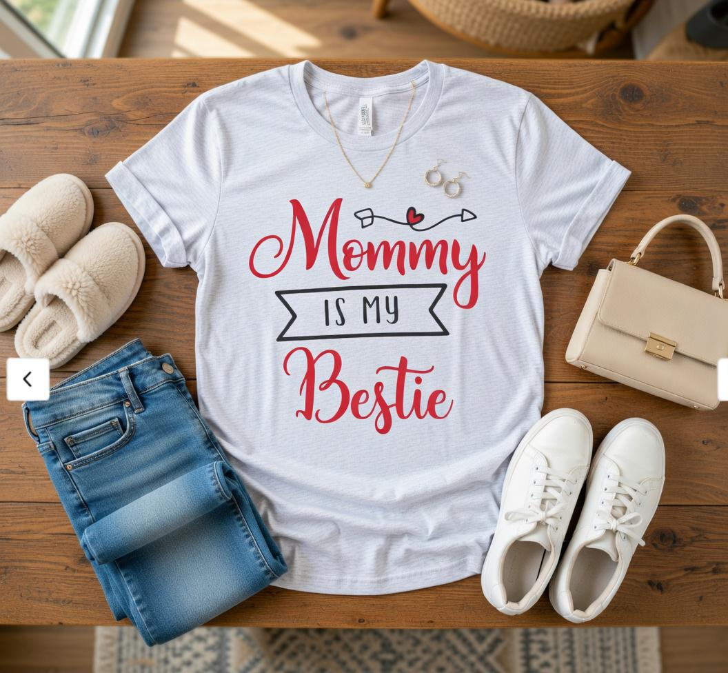 Pink Script Mommy Bestie Tee | Perfect Mother's Day Gift for Moms