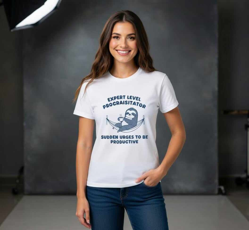 Expert Level Procrastinator sloth hammock T-Shirt | funny lazy quote tee