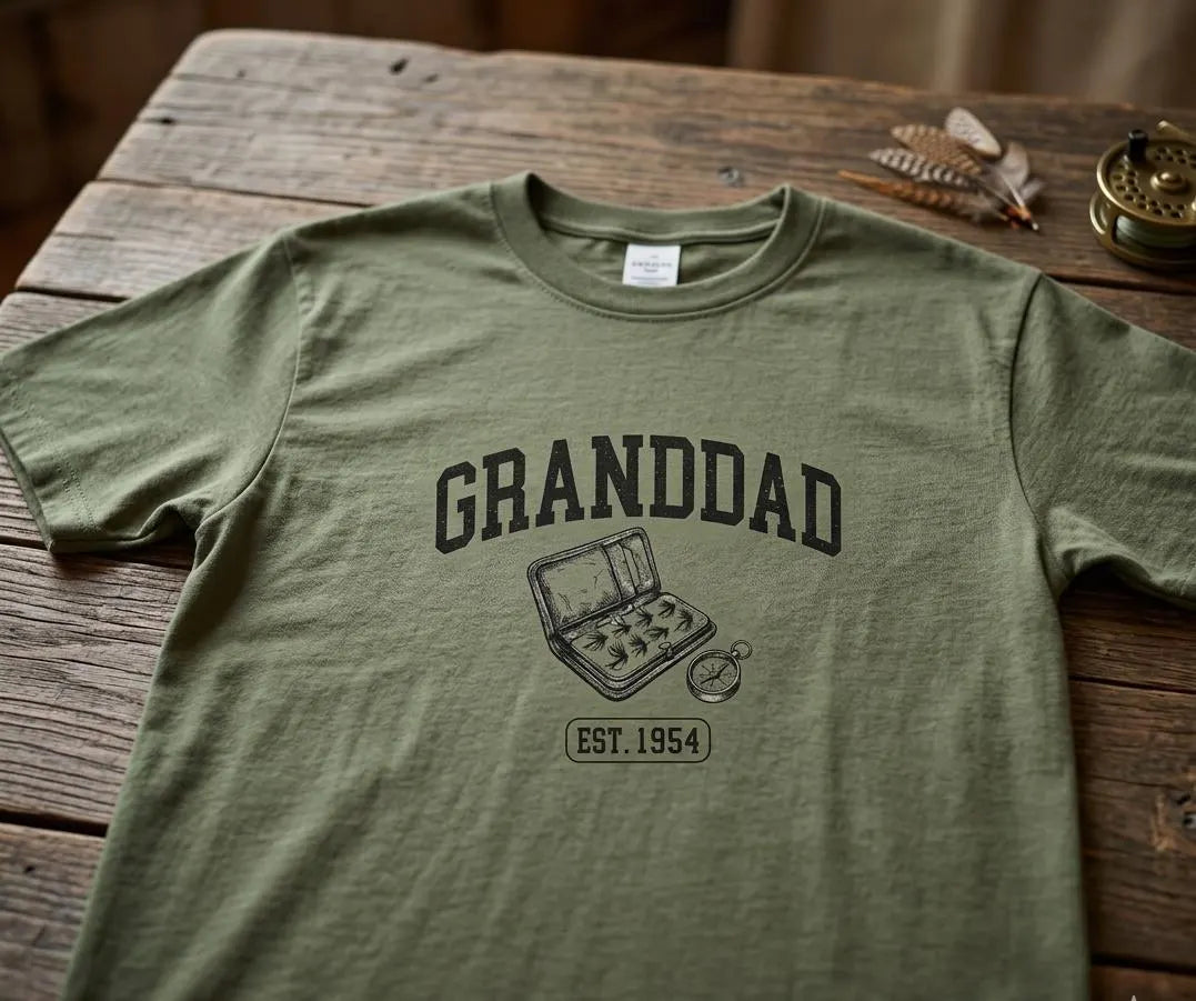 Granddad Fishing Tackle Box Shirt, Vintage Established Year Tee