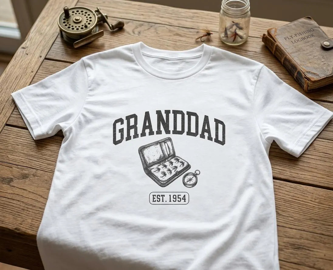 Granddad Fishing Tackle Box Shirt, Vintage Established Year Tee