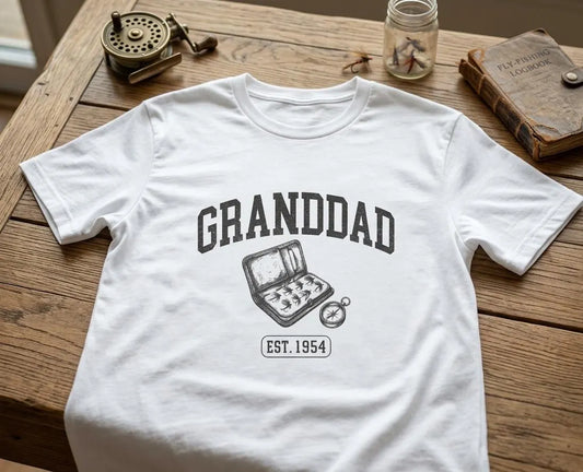 Granddad Fishing Tackle Box Shirt, Vintage Established Year Tee